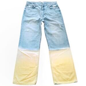 GRLFRND Emily straight leg high waist cropped jeans in Yellow Horizon Sz 30 NEW